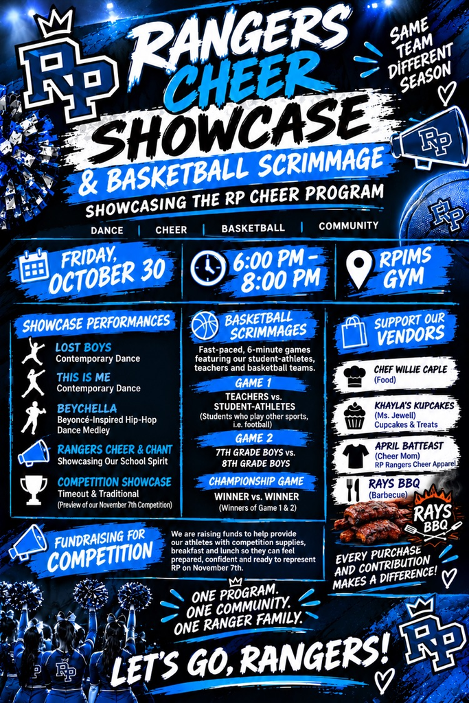 Announcement about RP cheerleaders showcase fundraiser