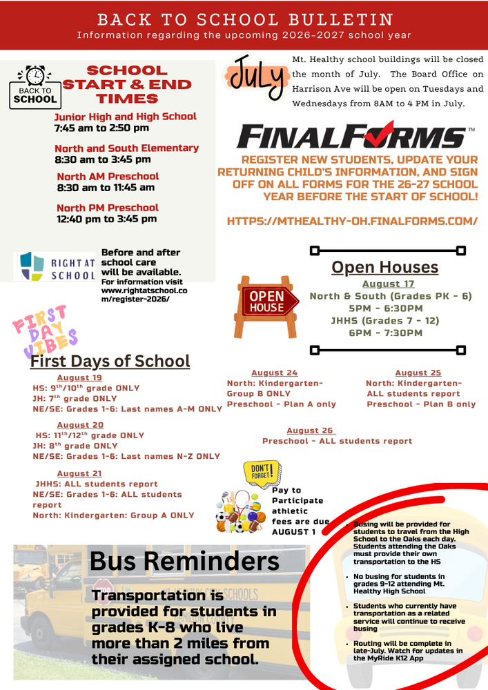 Back to School Bulletin