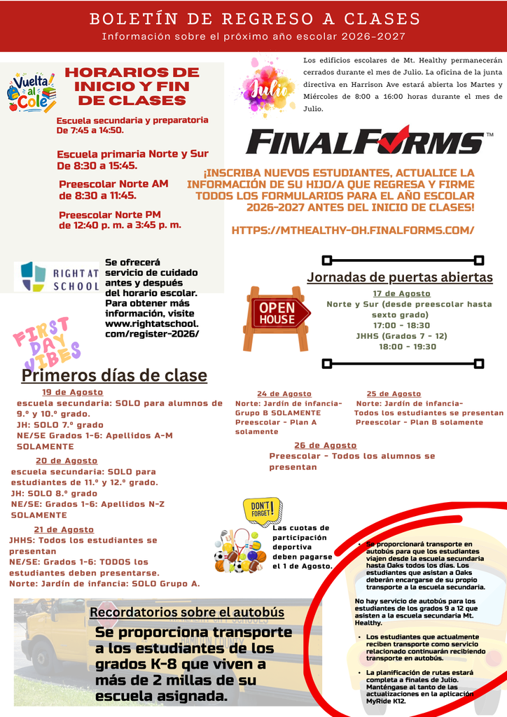 Back to School Bulletin-in Spanish