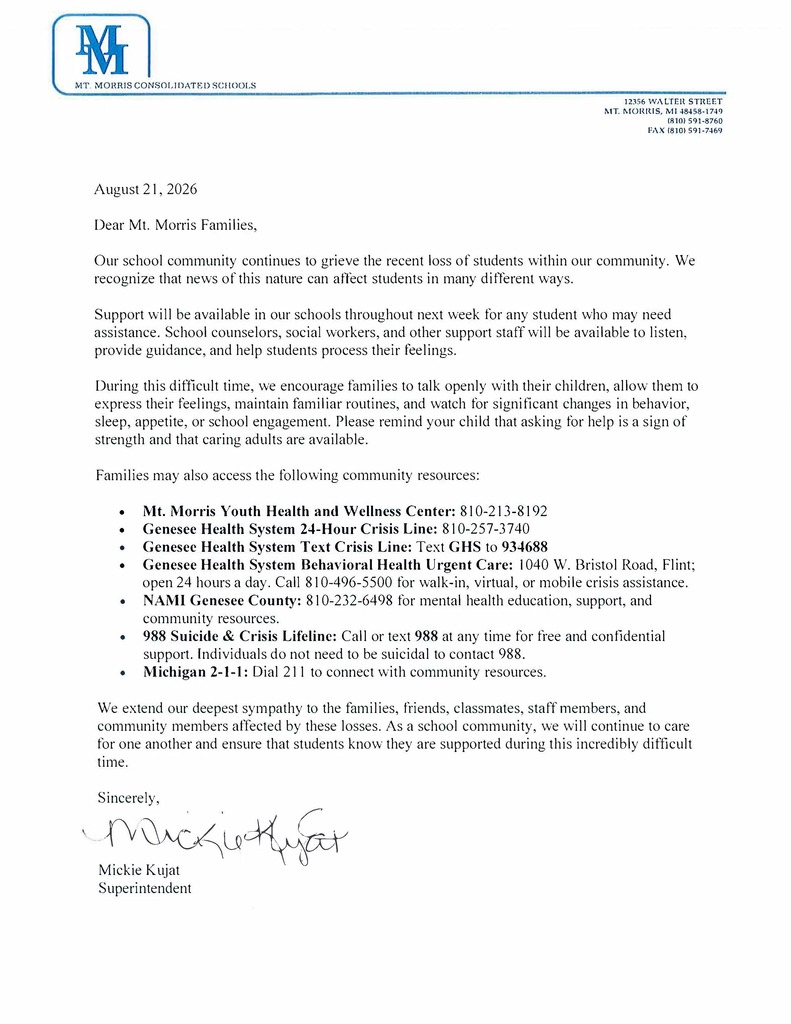 8.21.26- Letter from the Superintendent