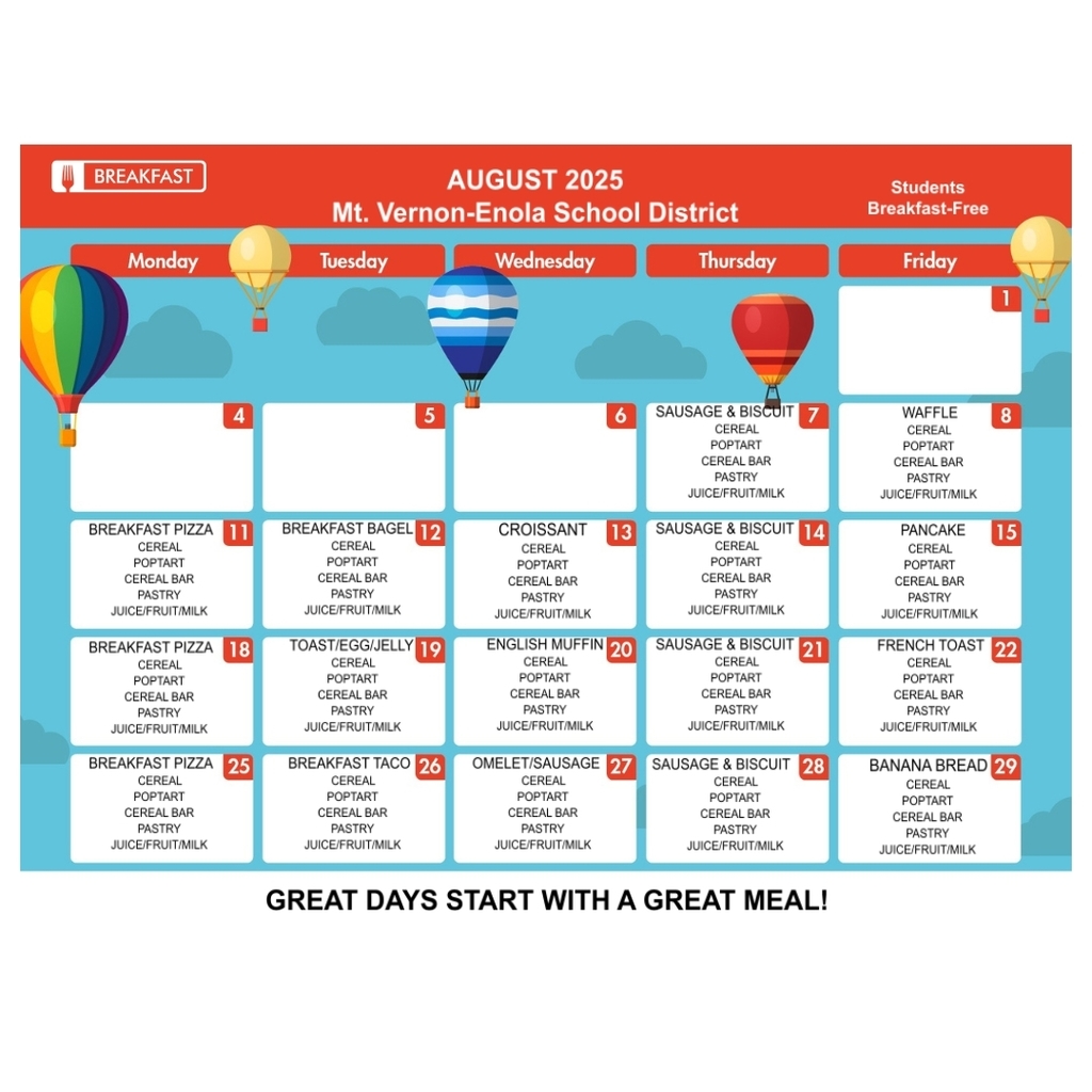 August Breakfast menu