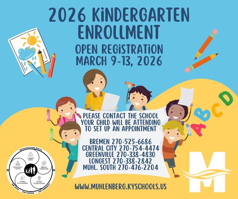 2026 Kindergarten Enrollment March 9-13, 2026