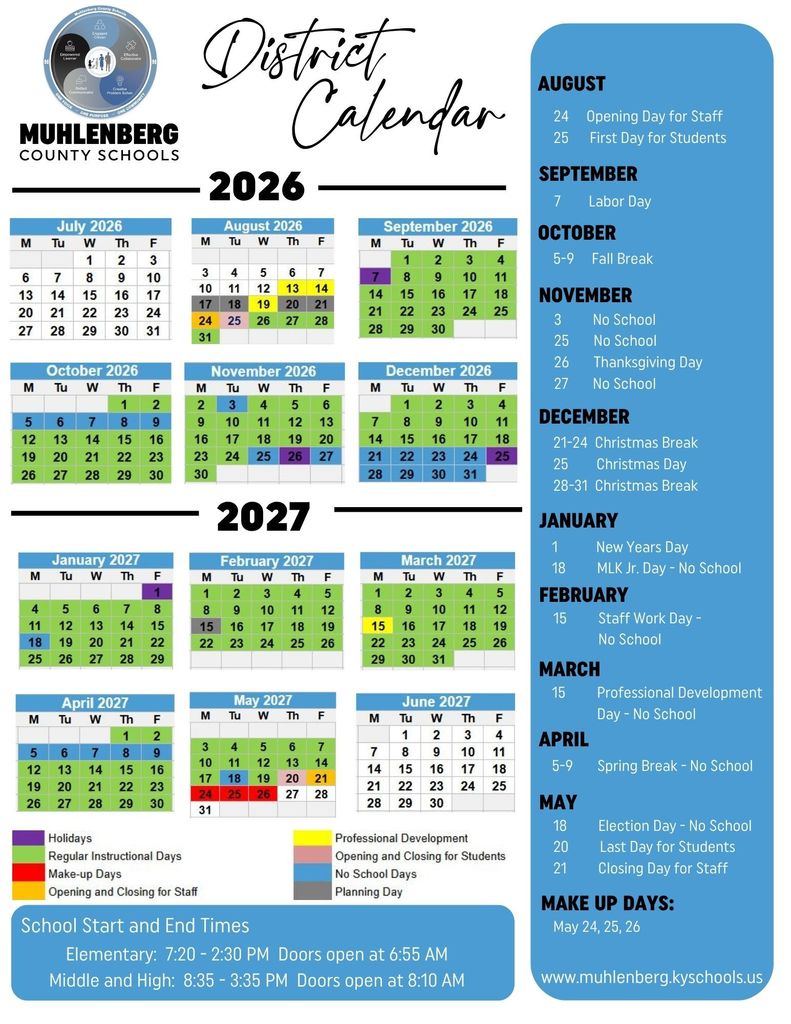 2026-2027 School Calendar