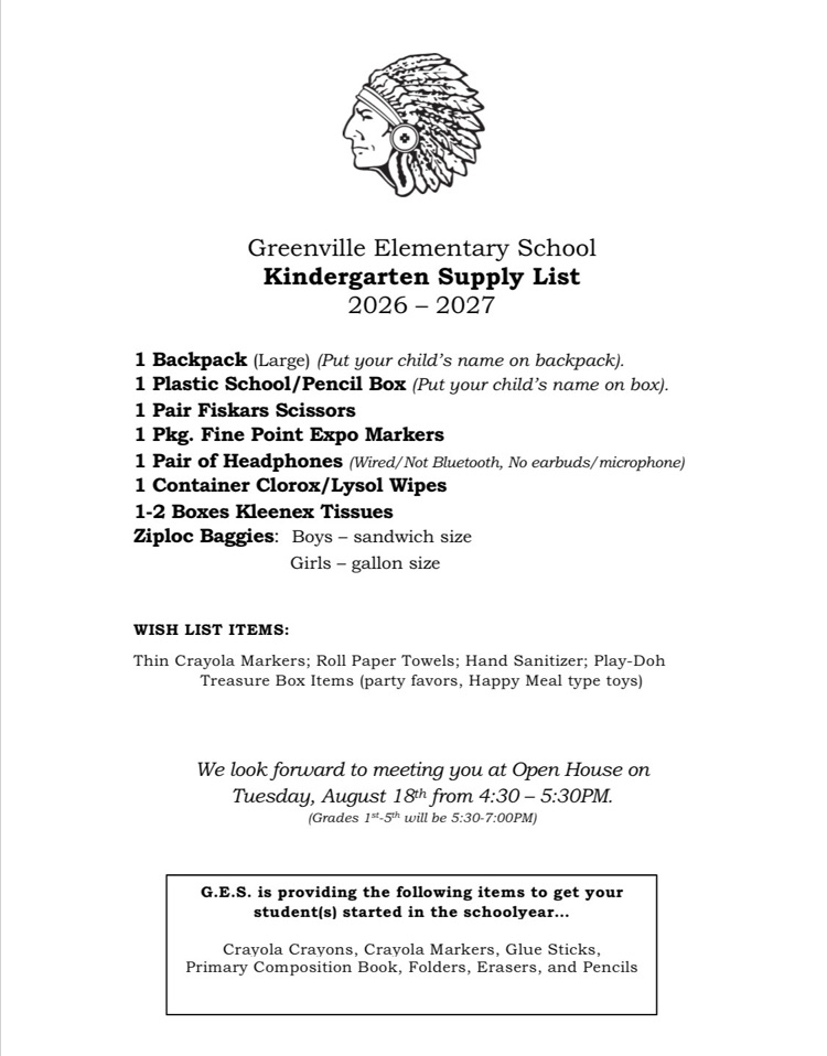 GES K-5th Grade Supply Lists