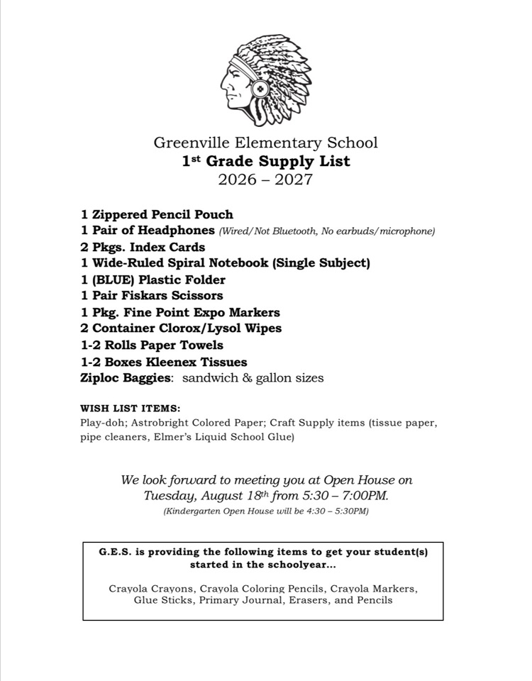GES K-5th Grade Supply Lists