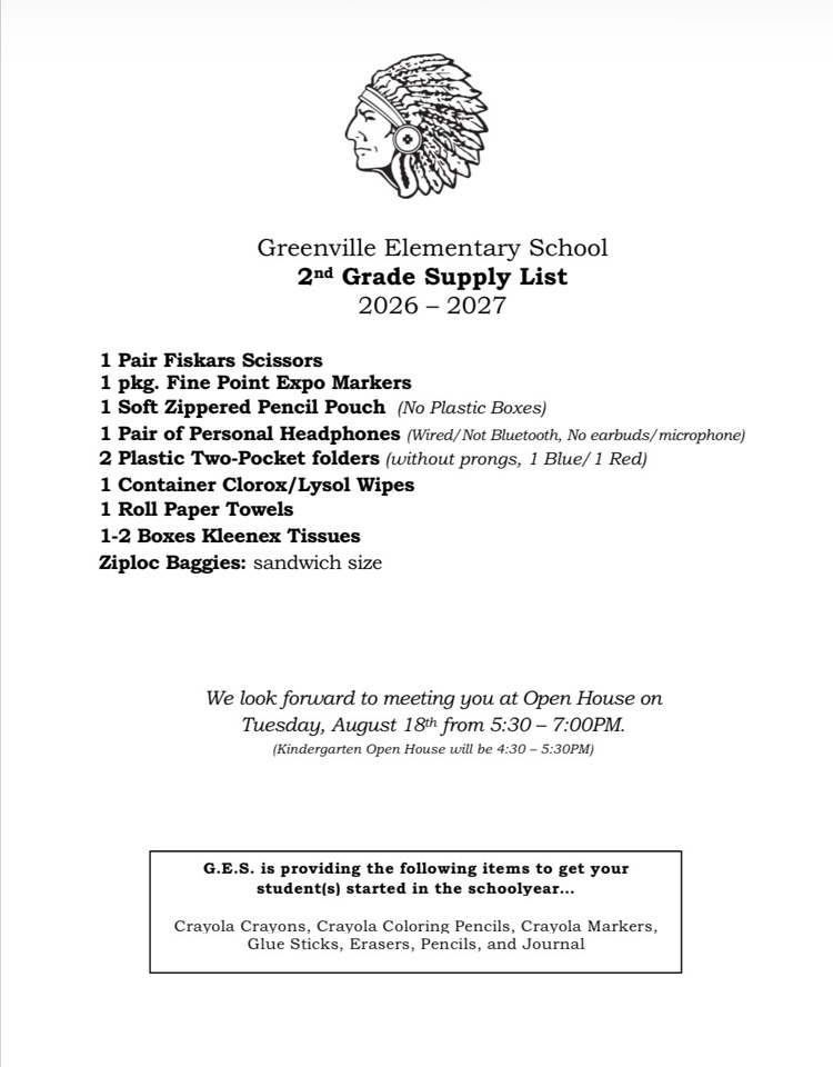 GES K-5th Grade Supply Lists