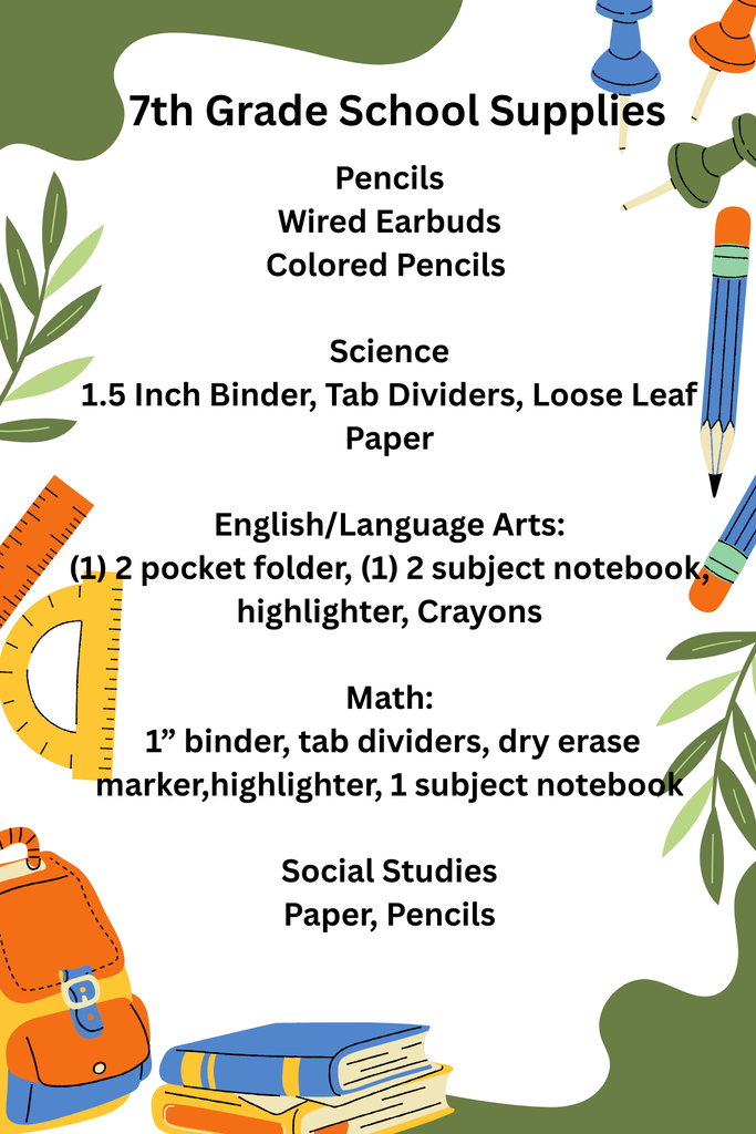 7th Grade Supply List