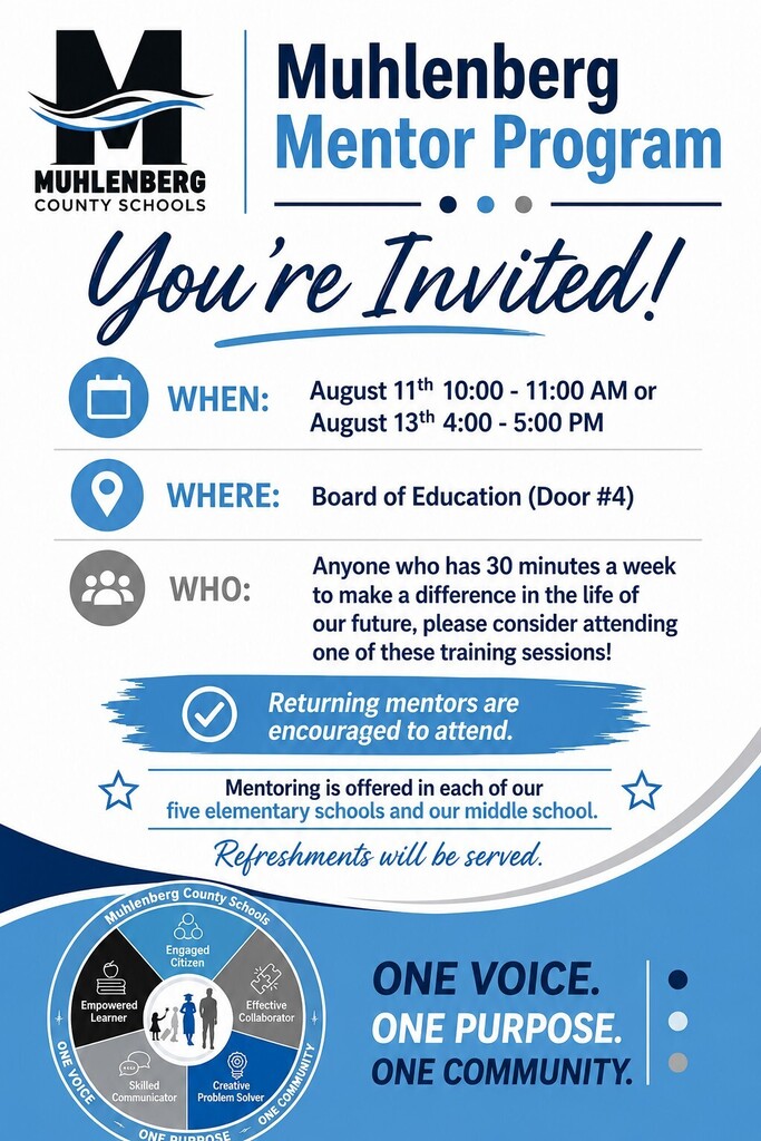 Mentor Training Flyer - August 11 10-11 AM or August 13 4-5 PM
