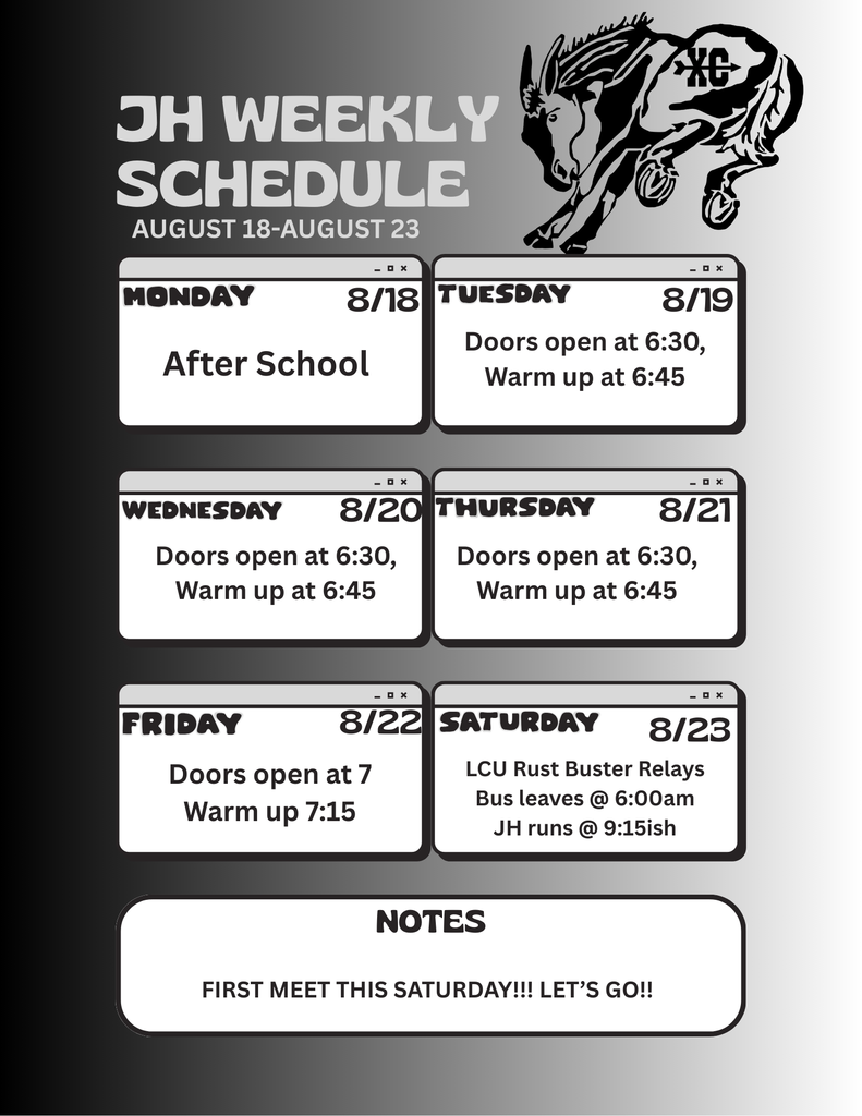 JH Weekly XC Schedule
