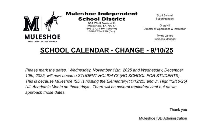 Calendar Update