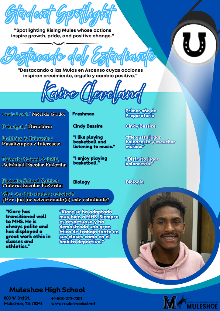 26.02.05 - MHS - Student  Spotlight - Kaire Cleveland - Freshmen