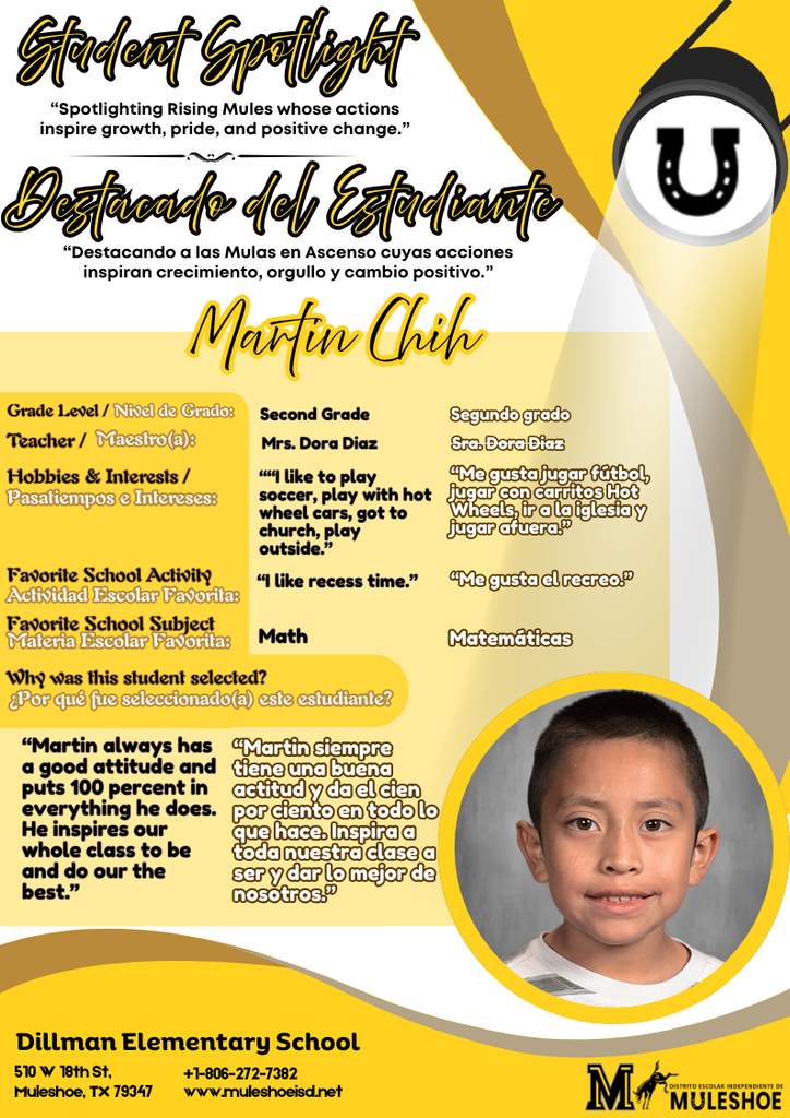 26.02.09 - Dillman Student Spotlight - Martin Chih - 2nd Gr