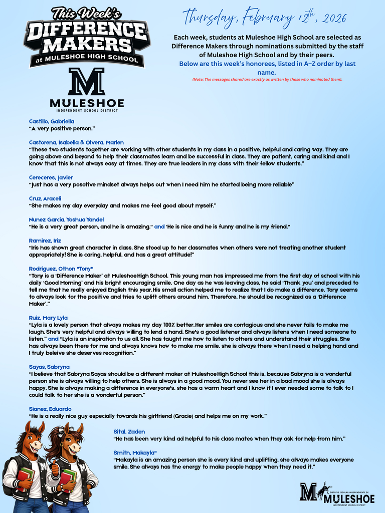 26.02.12 - MHS Difference Maker of the Week - English