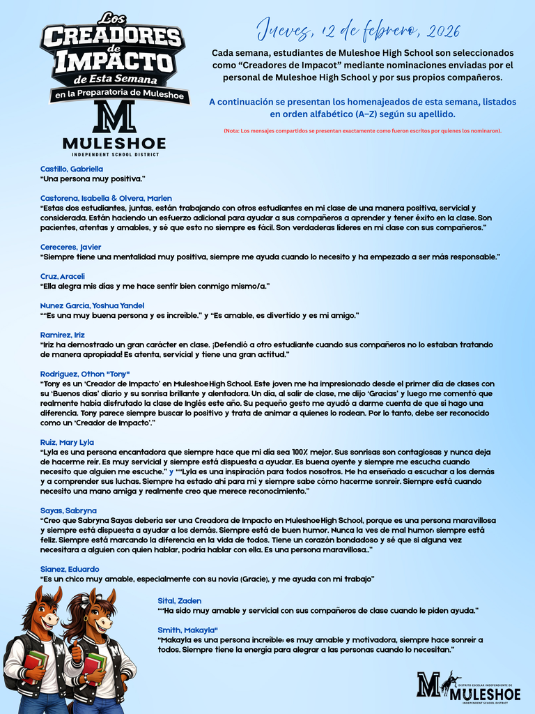 26.02.12 - MHS Difference Maker of the Week - Spanish