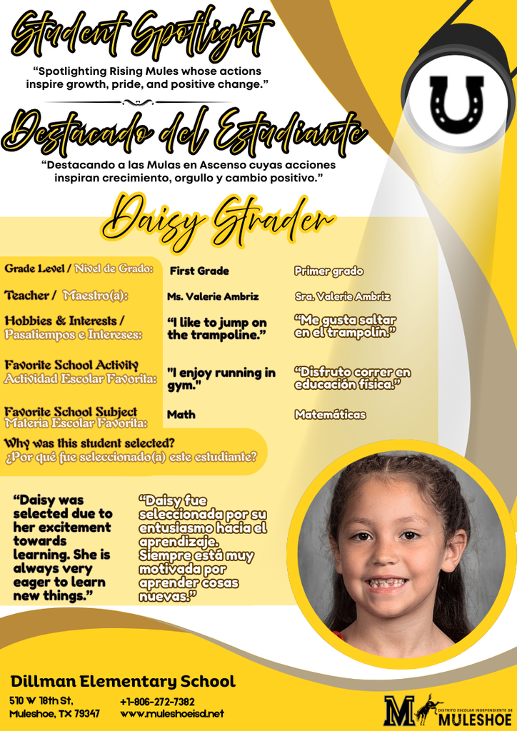 26.02.16 - Dillman Student Spotlight - Daisy Strader - Pre-K.
