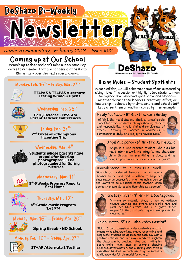 26.02.17 - DeShazo Bi-Weekly Newsletter - Feb. 2026 - Issue #02 - Bilingual - Page 1