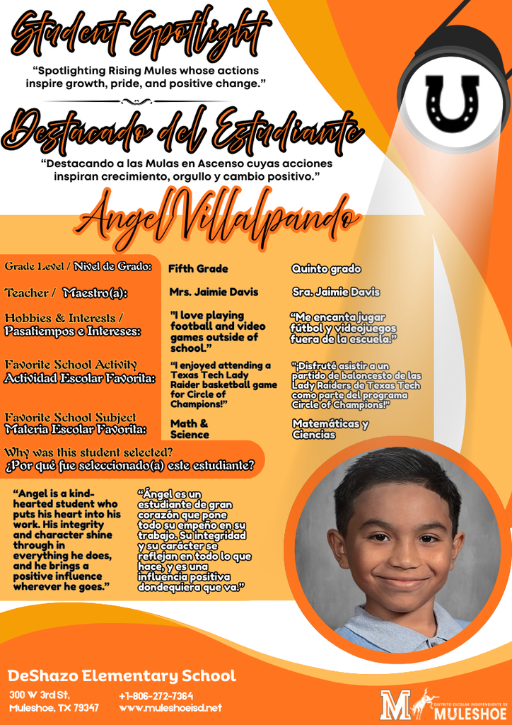 26.02.17 - DeShazo Spotlight - Angel Villalpando - Fifth Grade