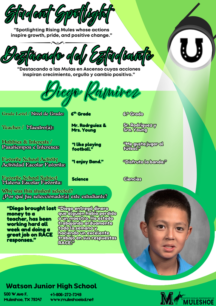 26.02.18 - Watson Spotlight - Diego Ramirez - Sixth Grade