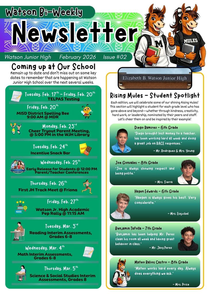 26.02.18 - WJHS Bi-Weekly Newsletter - Feb. 2026 - Issue #02 - Bilingual - Page 1