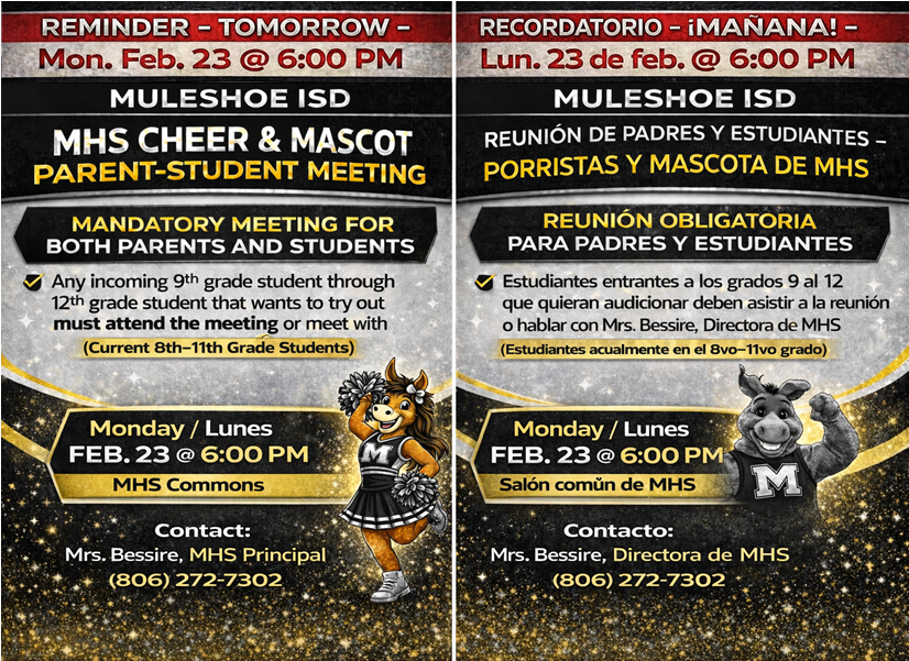 26.02.23 - MHS Cheer Parent Meeting - TOMORROW
