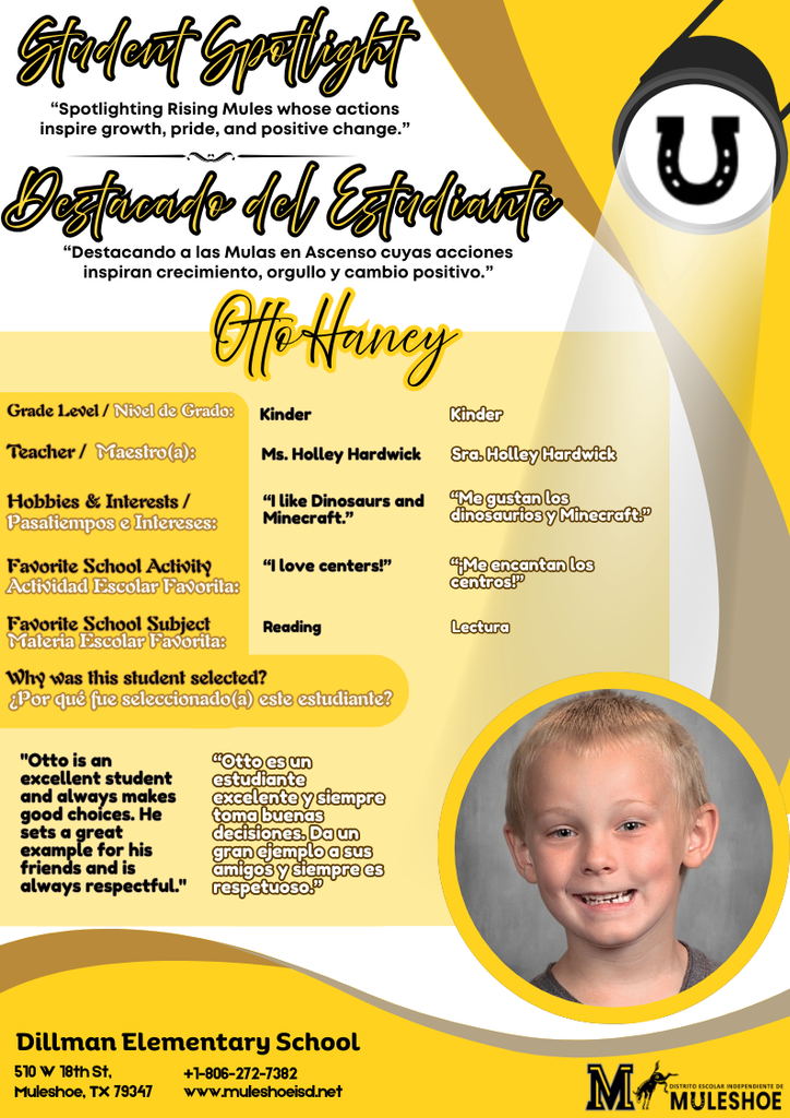 26.02.23 - Dillman Student Spotlight - Otto Haney - Kinder