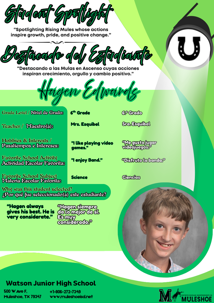 26.02.25 - WJHS - Student Spotlight - Hagen Edwards - 6th Grade