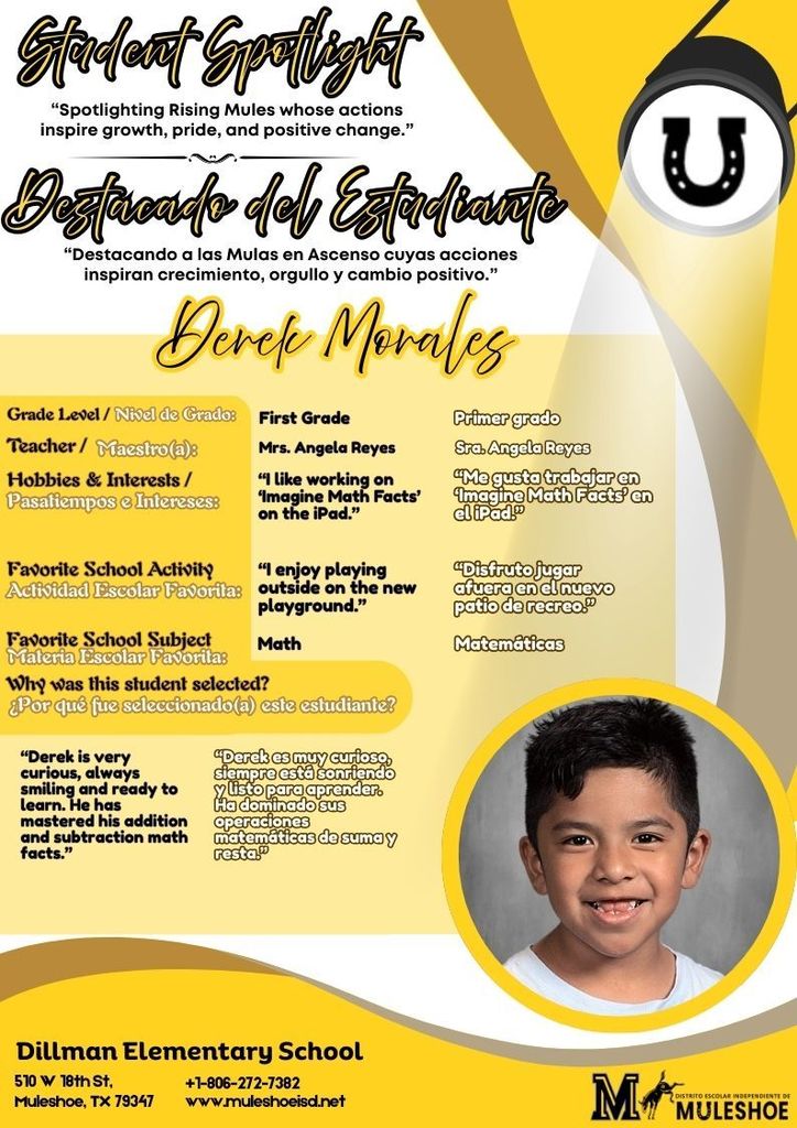 26.03.02 - Dillman Student Spotlight - Derek Morales - 1st Gr