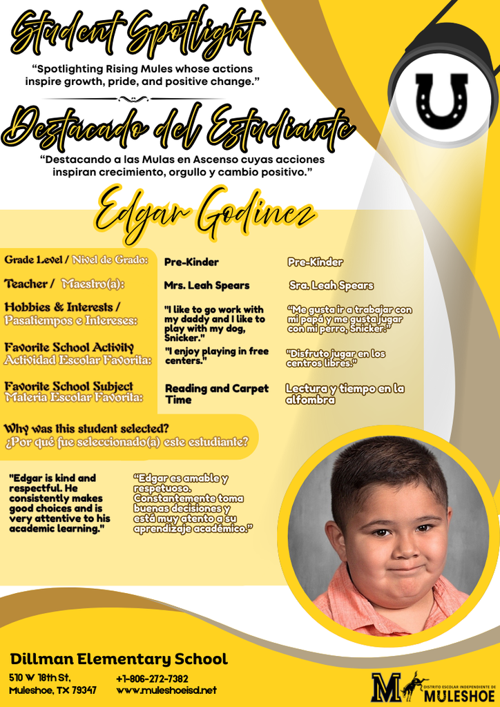 26.03.09 - Dillman Student Spotlight - Edgar Godinez - Pre-K