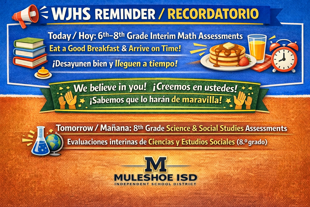 26.03.04 - WJHS - Interim Assessment Reminder  - Math - Gr. 6-8