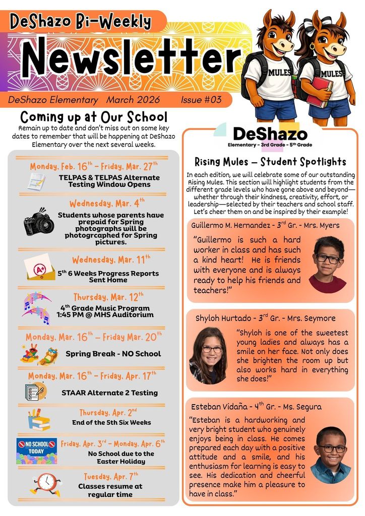 26.03.03 - DeShazo Bi-Weekly Newsletter - Mar. 2026 - Issue #03 - Bilingual - Page 1