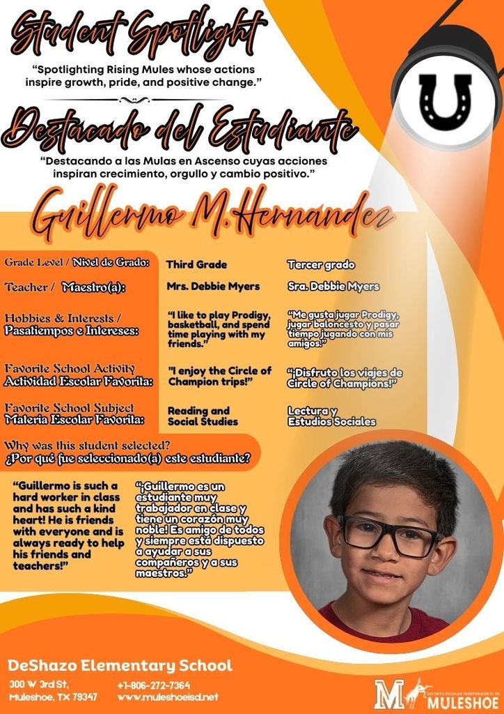 26.03.03 - DeShazo Spotlight - Guillermo M. Hernandez - Third Grade