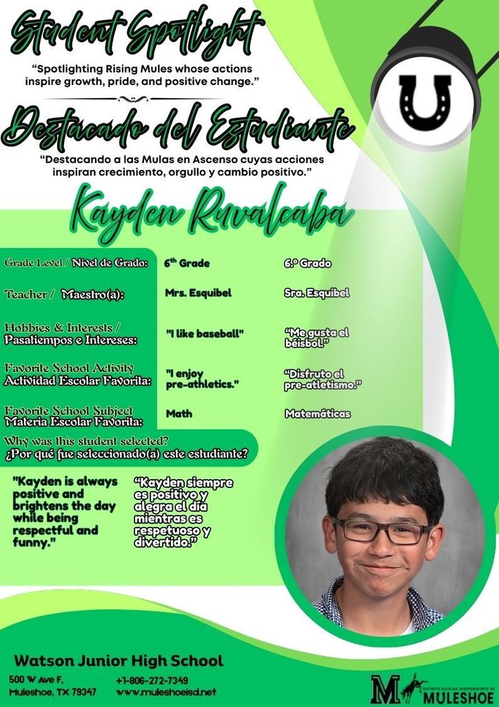 26.03..04 -  Watson Spotlight - Kayden Ruvalcaba - 6th Grade