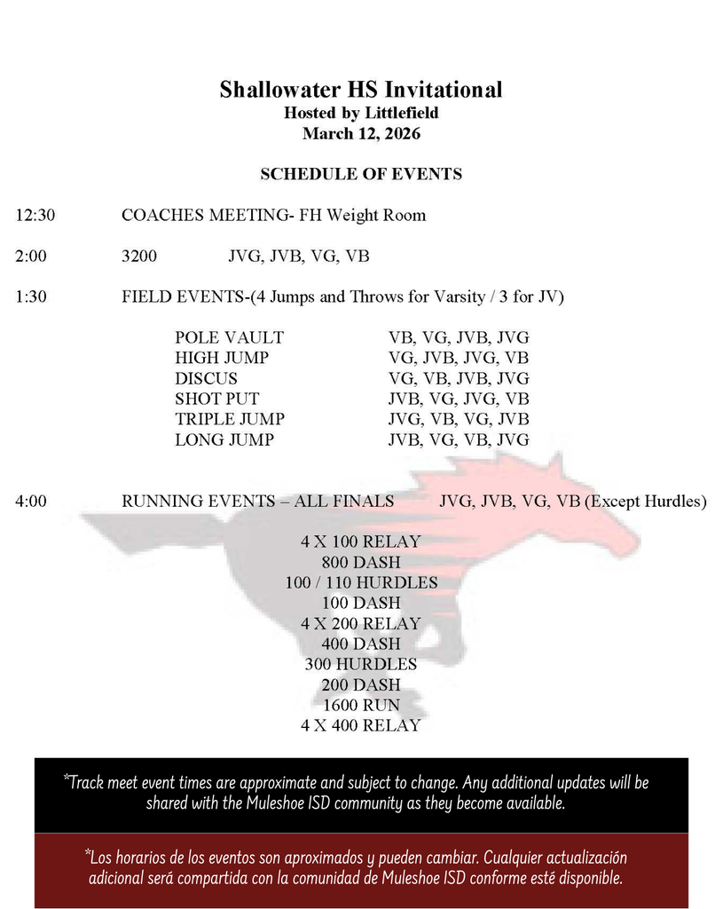 26.03.07-08 - MISD - Shallowater Alert - Track Meet Changes - HS Schedule