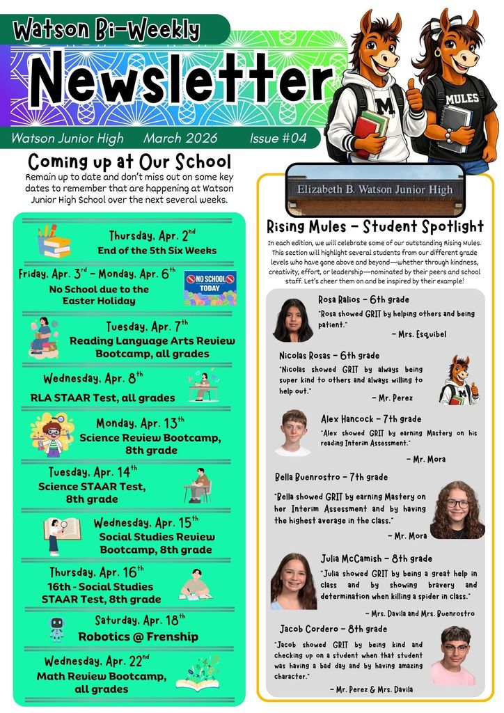 26.03.25 - WJHS Bi-Weekly Newsletter - Mar. 2026 - Issue #04 - Bilingual - Page 1