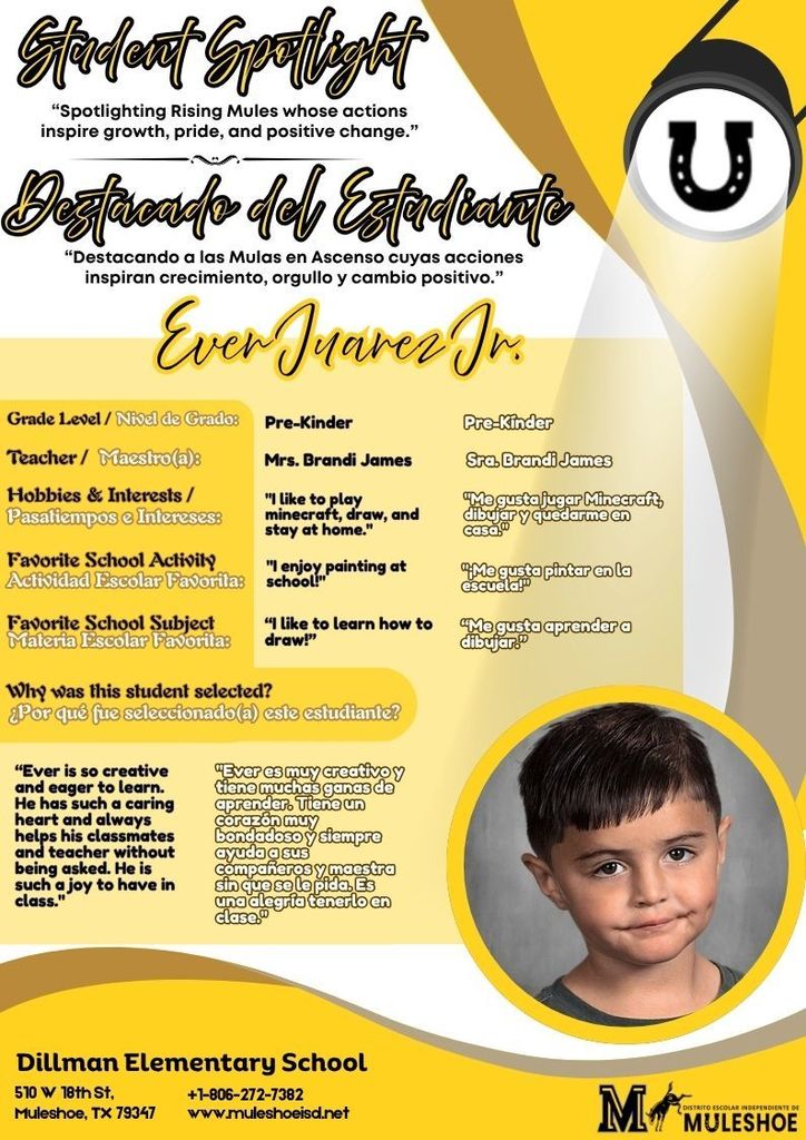 26.03.30 - Dillman Student Spotlight - Ever Juarez Jr.  - Pre-K