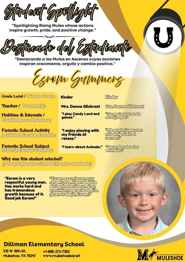26.03.30 - Dillman Student Spotlight - Esrom Summers - Kinder