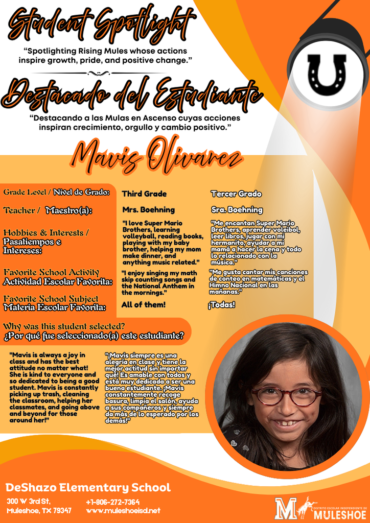26.03.24 - DeShazo Spotlight - Mavis Olivarez - Third Grade