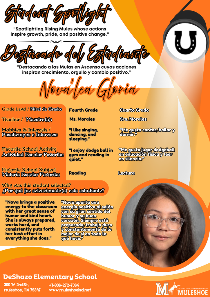 26.03.31 - DeShazo Spotlight - Nova'lea Gloria - Fourth Grade