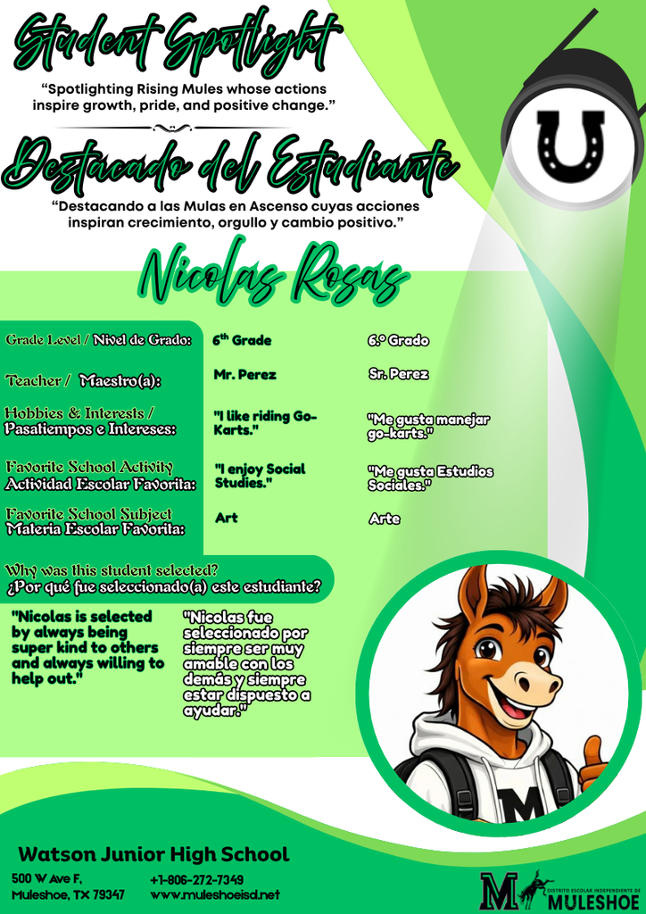 26.04.01 -  Watson Spotlight - Nicolas Rosas - 6th Grade