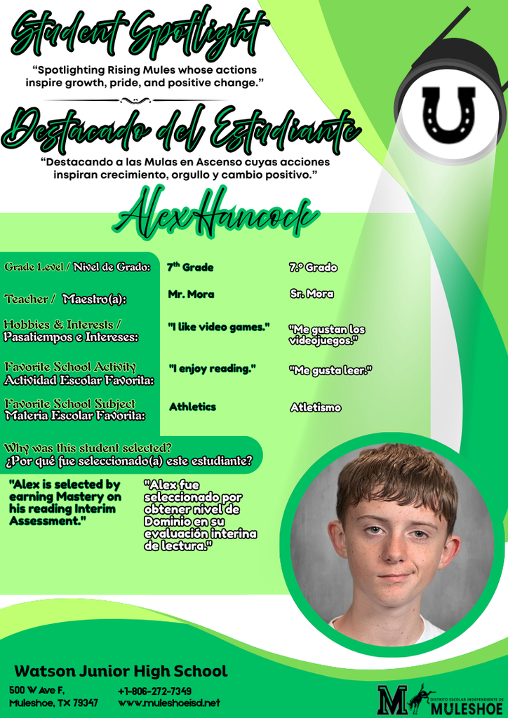 26.03.25 -  Watson Spotlight - Alex Hancock - 7th Grade
