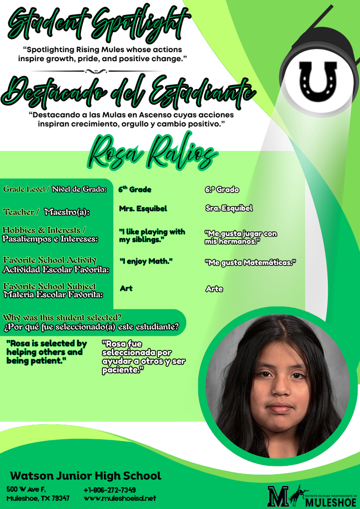 26.03.25 -  Watson Spotlight - Rosa Ralios - 6th Grade
