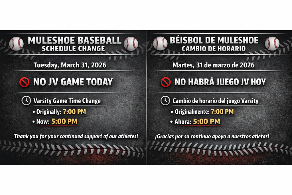 26.03.31 - MHS - Athletics - Baseball Schedule Change