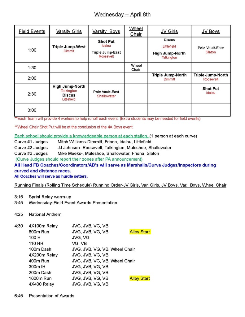26.04.06 - 2026 District 2-3A Track Meet Schedule - Page 2 of 2
