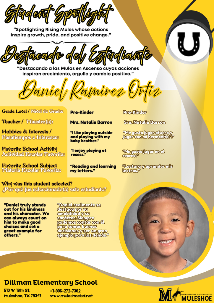26.04.06 - Dillman Student Spotlight - Daniel Ramirez Ortiz  - Pre-K