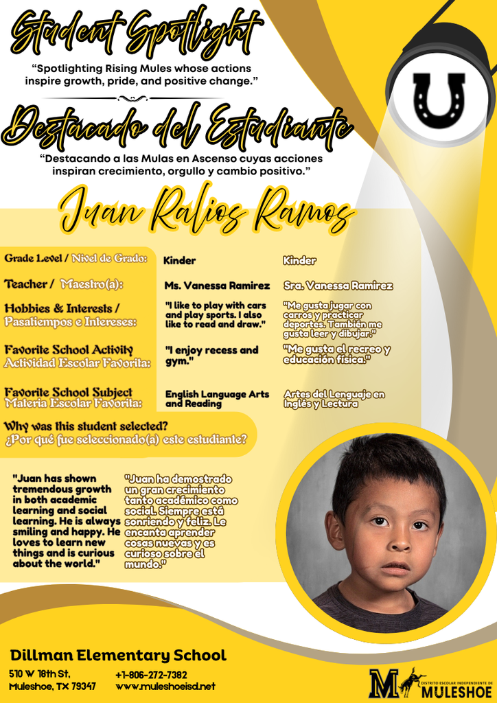 26.04.06 - Dillman Student Spotlight - Juan Ralios Ramos - Kinder