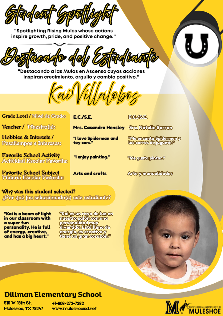 26.04.13 - Dillman Student Spotlight - Kai Villalobos - Pre-K