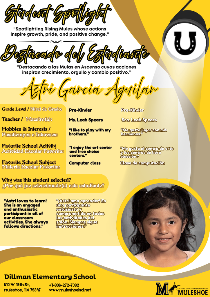26.04.20 - Dillman Student Spotlight - Astri Garcia Aguilar - Pre-K