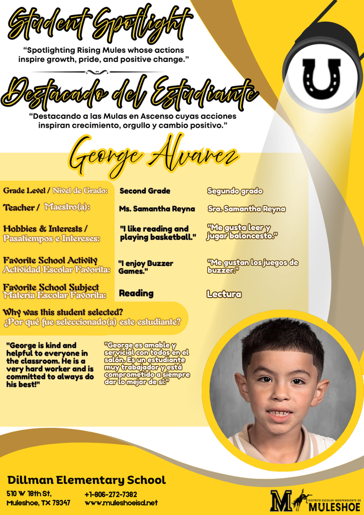 26.04.20 - Dillman Student Spotlight - George Alvarez - 2nd Gr