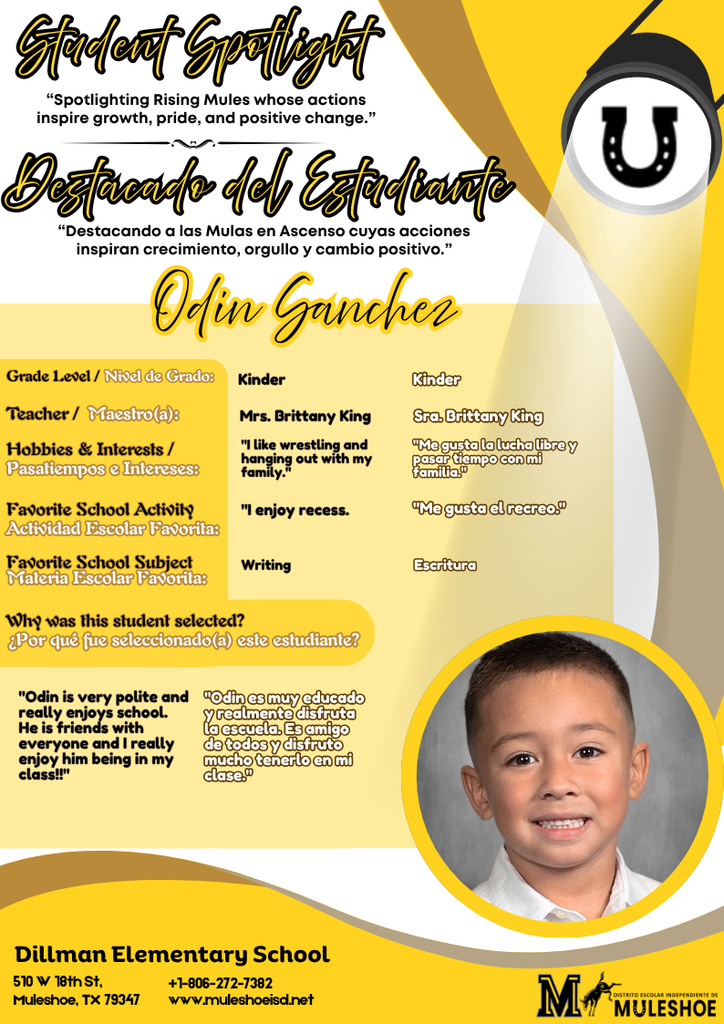 26.04.27 - Dillman Student Spotlight - Odin Sanchez - Kinder