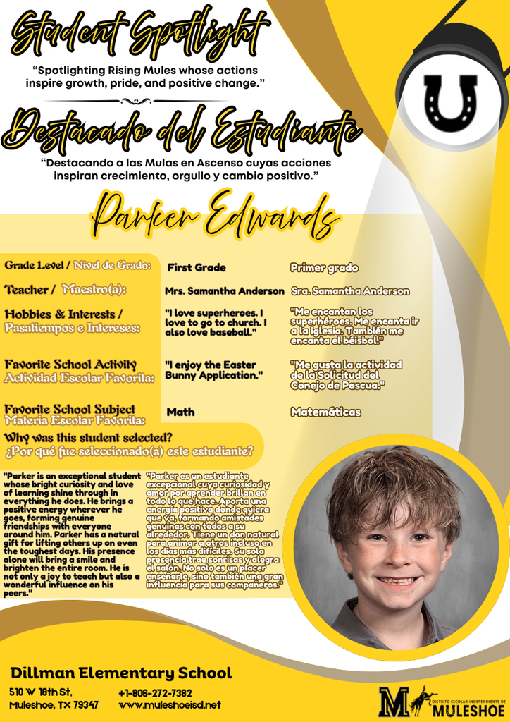 26.04.27 - Dillman Student Spotlight - Parker Edwards - 1st Gr